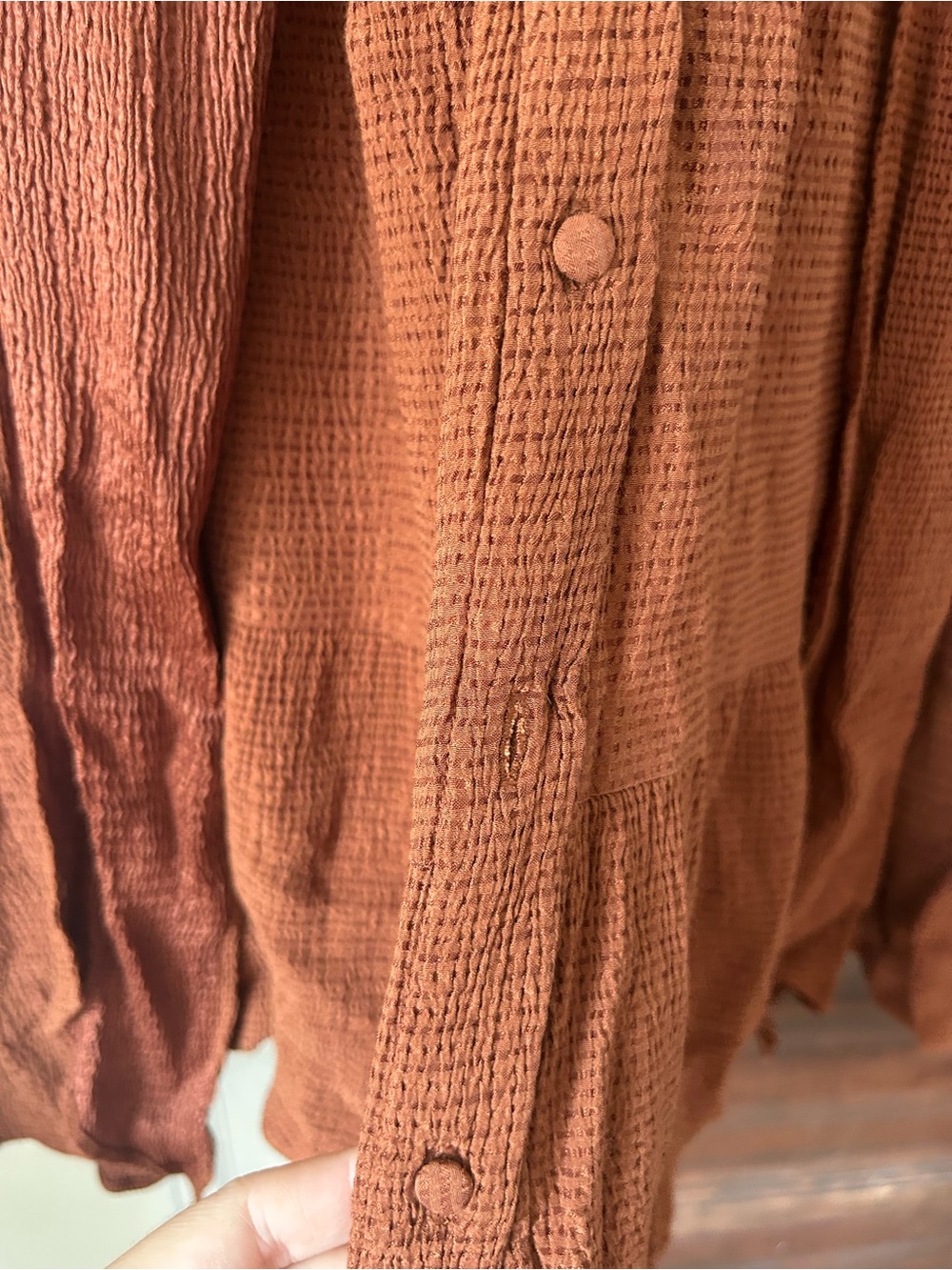 Sezane Rust Brown Swing Tie-Neck Dress Size 40, US 8 - Picture 2 of 5